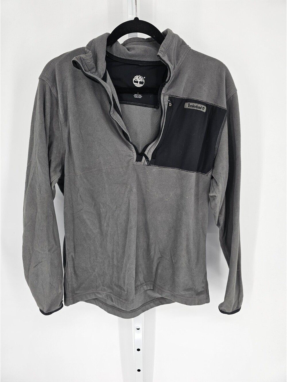 Timberland Men's Long Sleeve Gray Fleece 1/2 Zip Up Collared Jacket Size M
